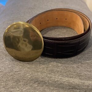 Luxurious Josef Dark Brown Belt with Gold Buckle